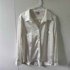 Fashion Nova Classic White satin button up Shirt